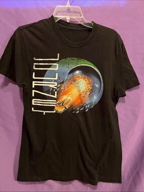 Black Short-Sleeve Journey Tee with Orange & Blue Flame Sphere - Unbranded
